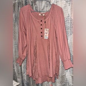 New with tags. Super adorable rosy pink ribbed long sleeve